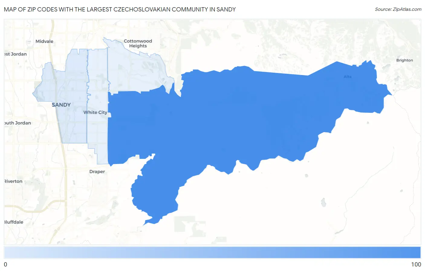 Zip Codes with the Largest Czechoslovakian Community in Sandy Map