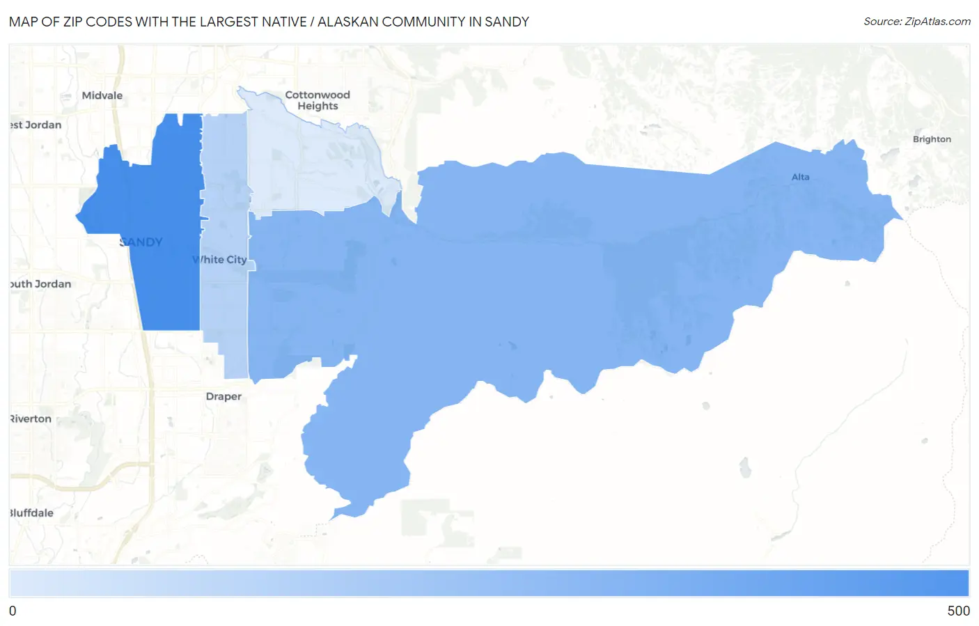 Zip Codes with the Largest Native / Alaskan Community in Sandy Map