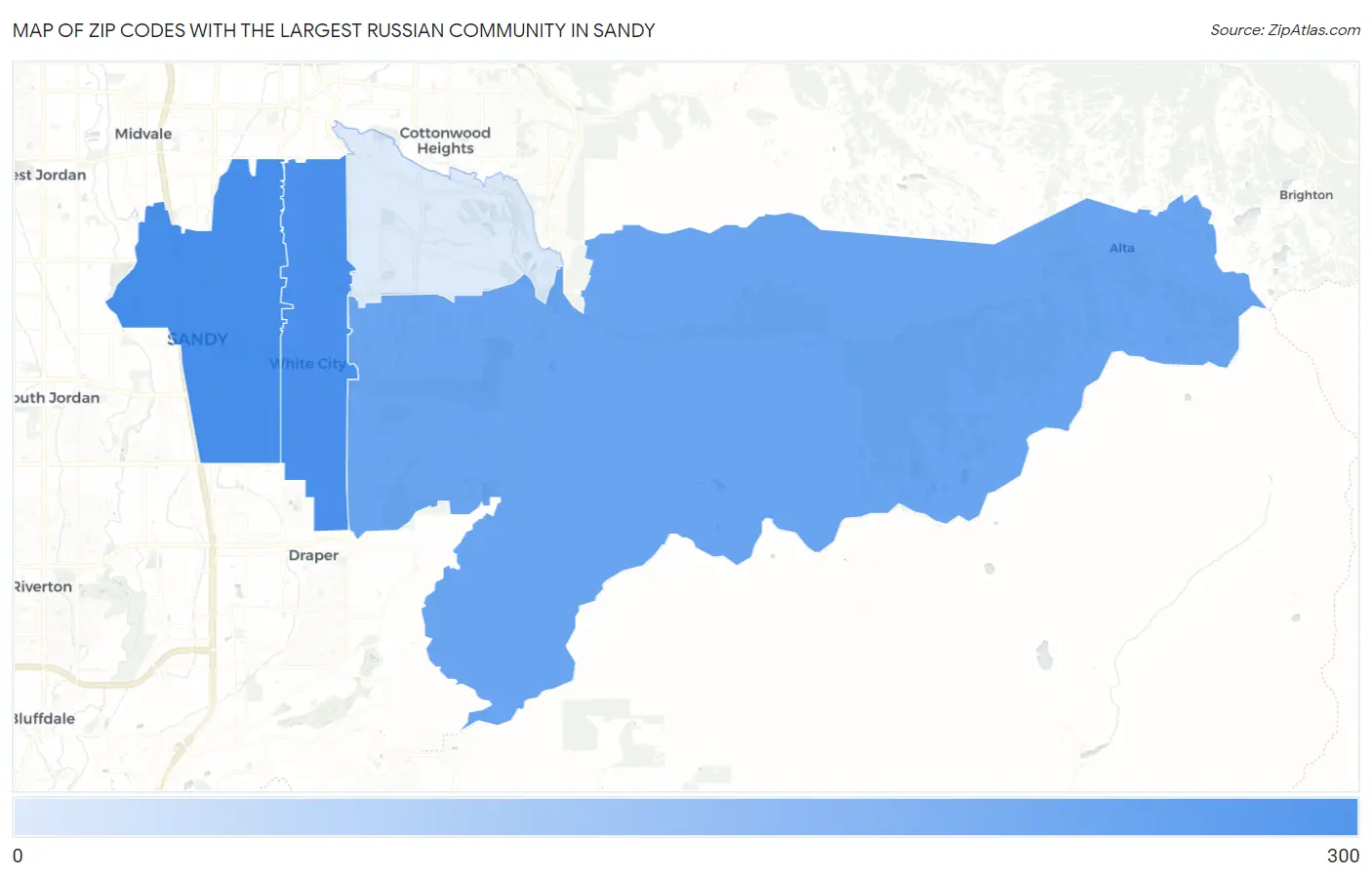 Zip Codes with the Largest Russian Community in Sandy Map