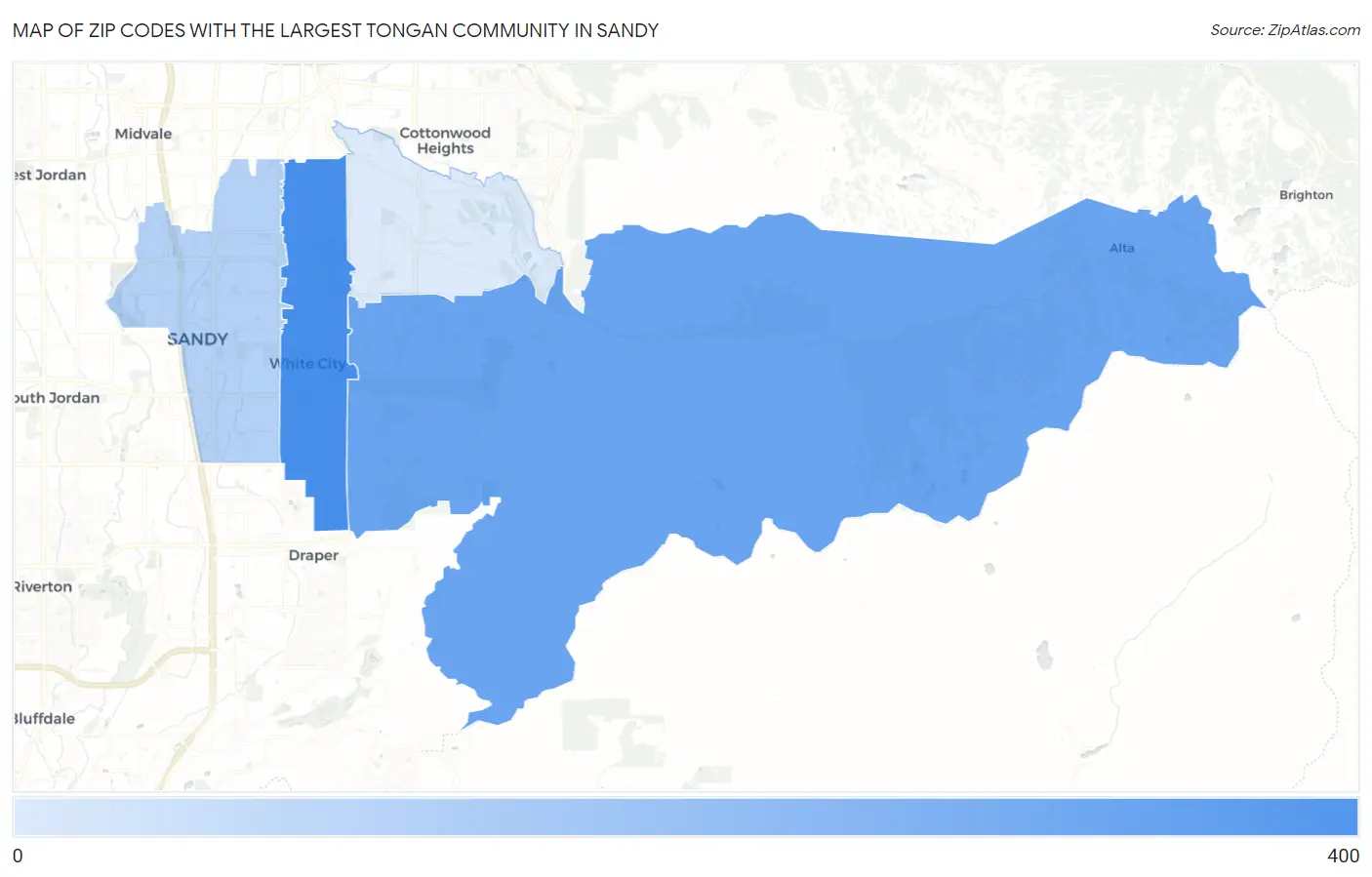 Zip Codes with the Largest Tongan Community in Sandy Map