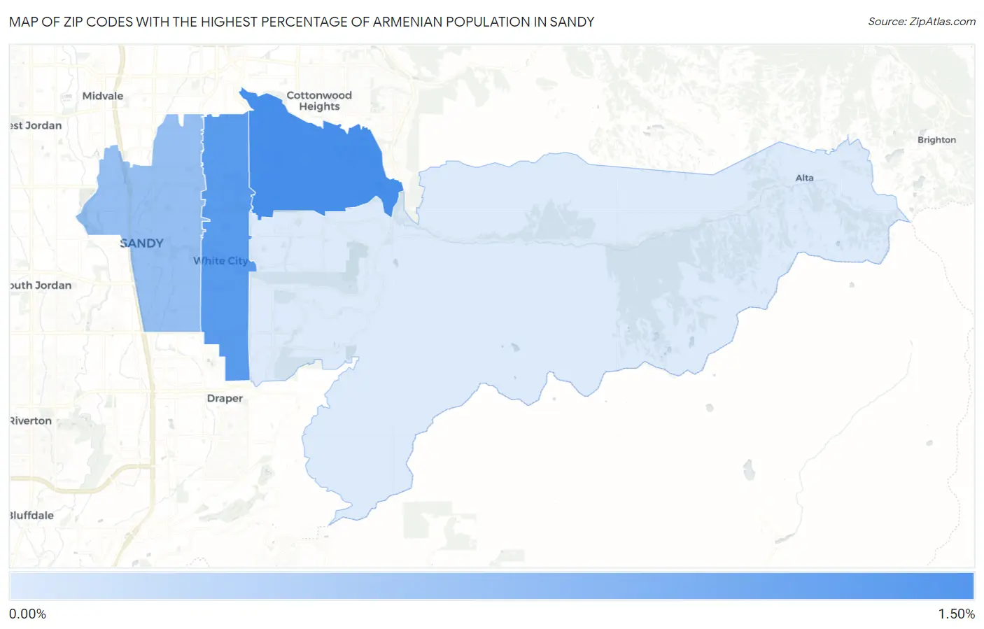 Zip Codes with the Highest Percentage of Armenian Population in Sandy Map