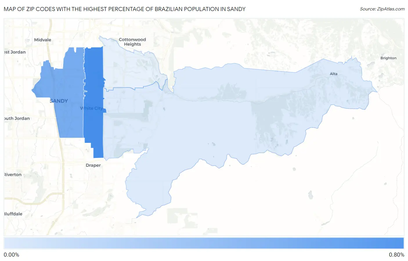Zip Codes with the Highest Percentage of Brazilian Population in Sandy Map