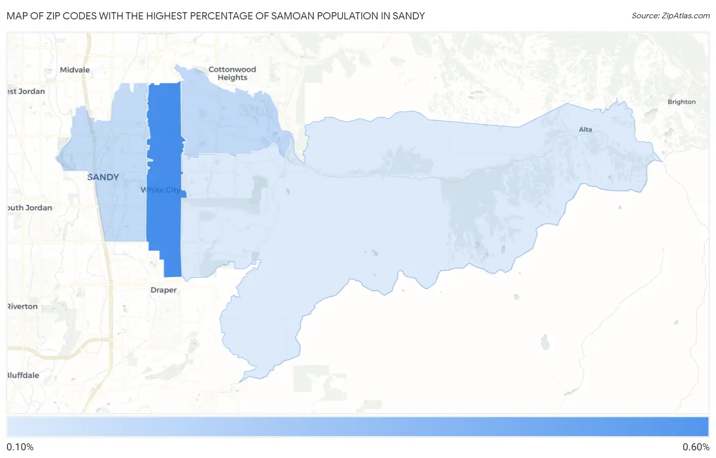 Zip Codes with the Highest Percentage of Samoan Population in Sandy Map