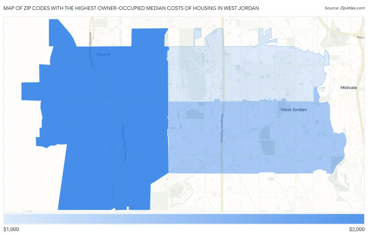 Zip Codes with the Highest Owner-Occupied Median Costs of Housing in West Jordan Map