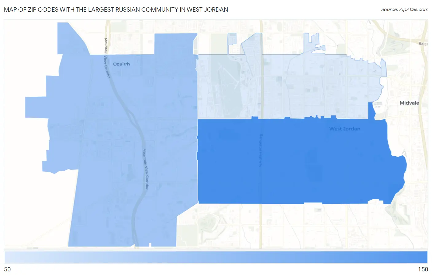 Zip Codes with the Largest Russian Community in West Jordan Map