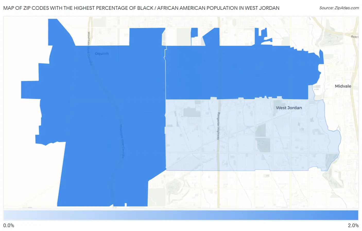 Zip Codes with the Highest Percentage of Black / African American Population in West Jordan Map