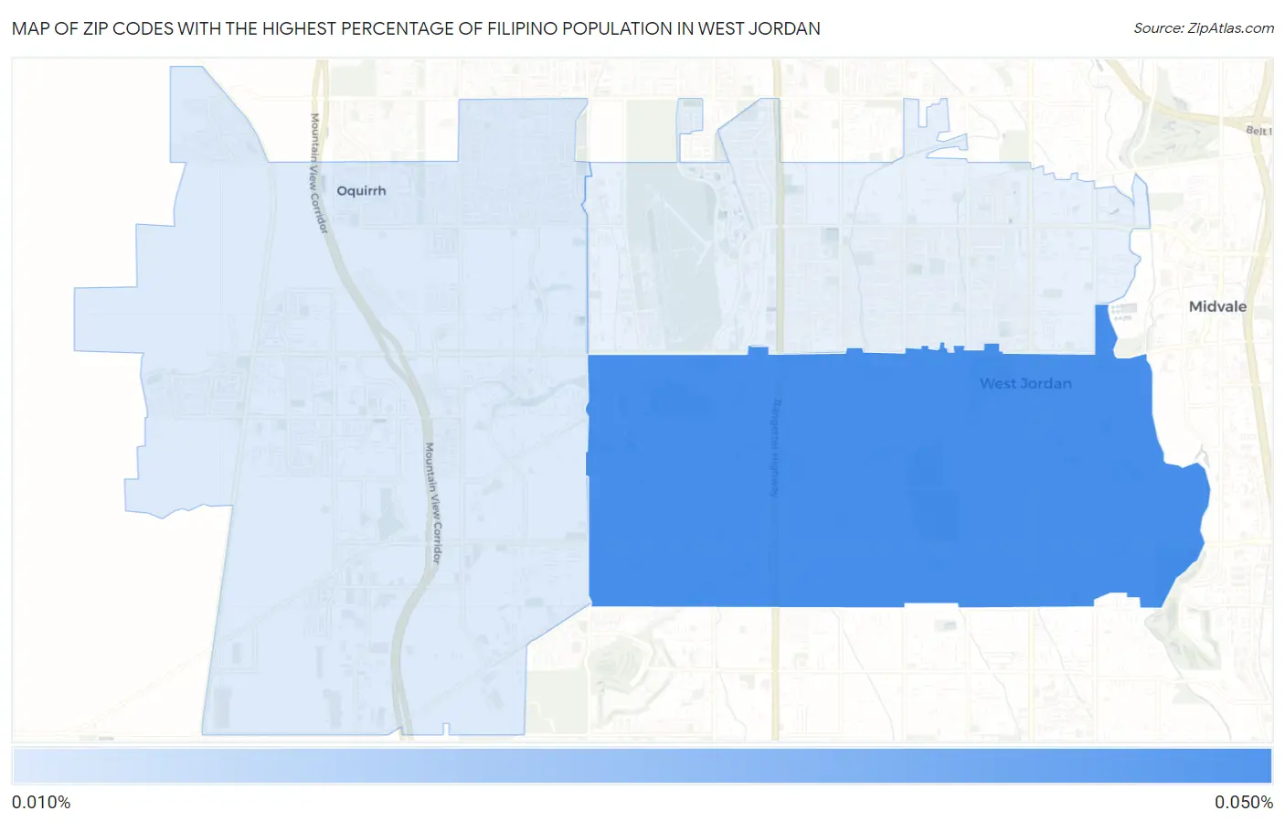 Zip Codes with the Highest Percentage of Filipino Population in West Jordan Map