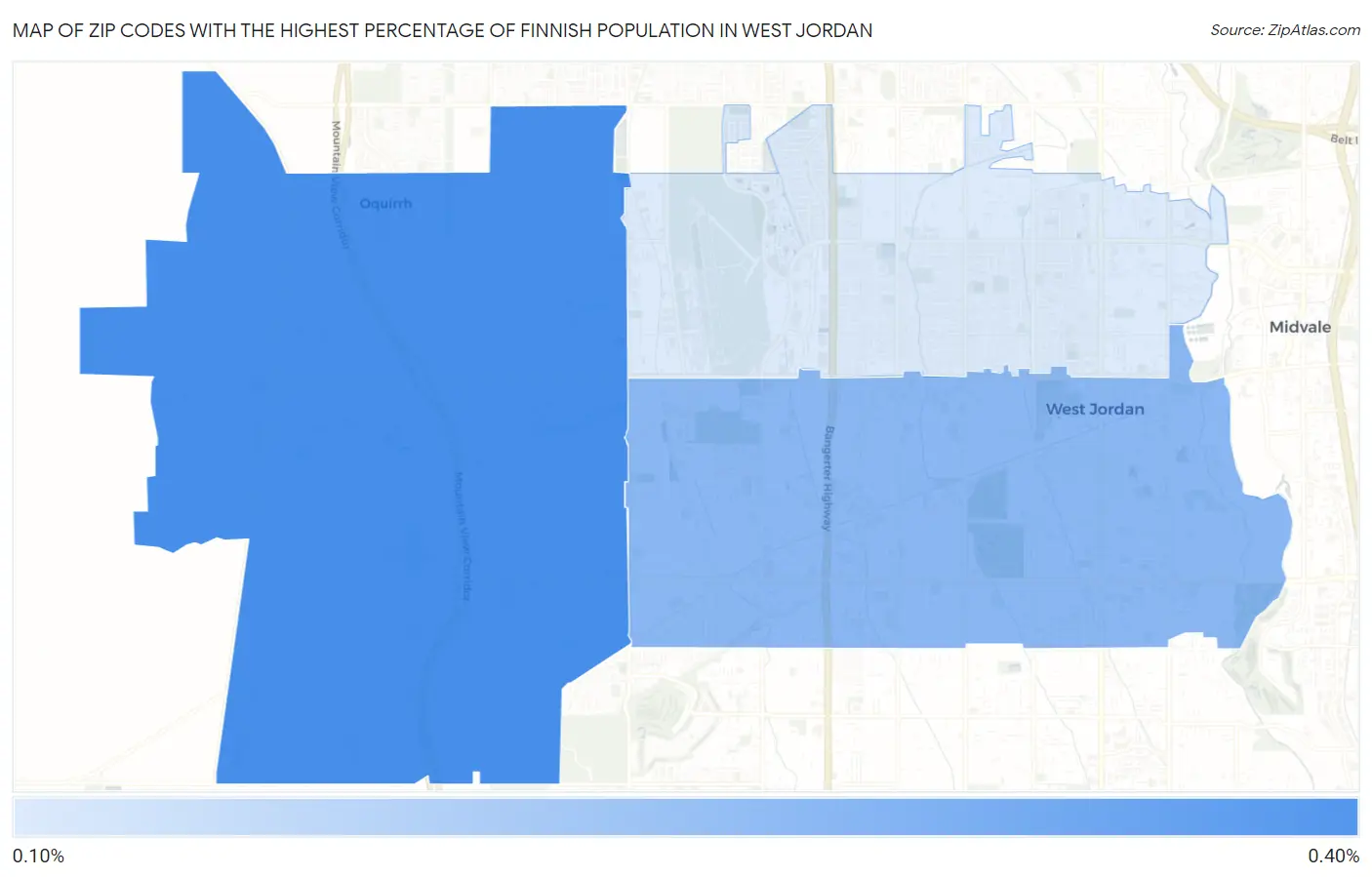 Zip Codes with the Highest Percentage of Finnish Population in West Jordan Map