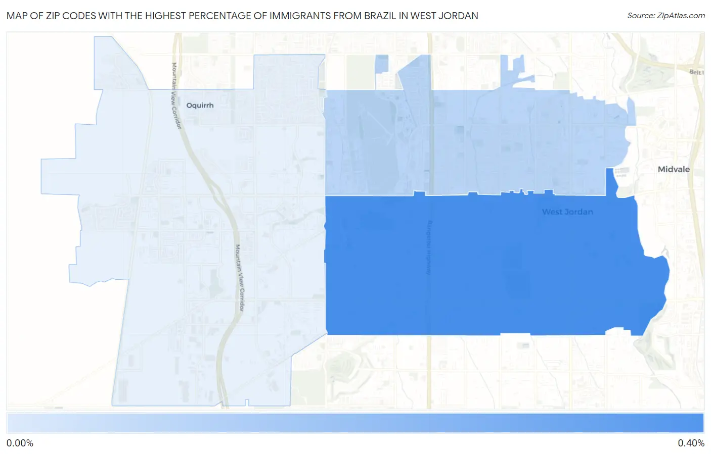 Zip Codes with the Highest Percentage of Immigrants from Brazil in West Jordan Map