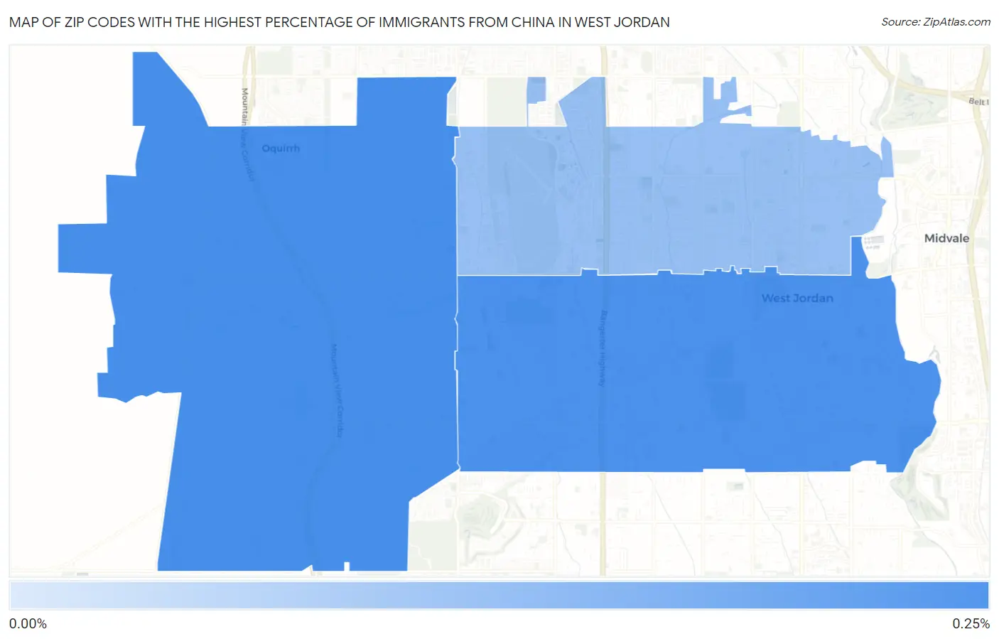 Zip Codes with the Highest Percentage of Immigrants from China in West Jordan Map