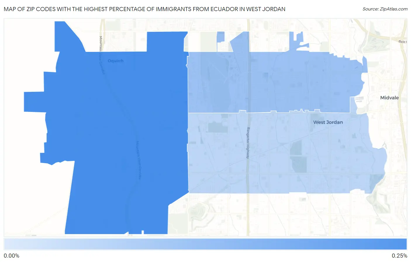 Zip Codes with the Highest Percentage of Immigrants from Ecuador in West Jordan Map