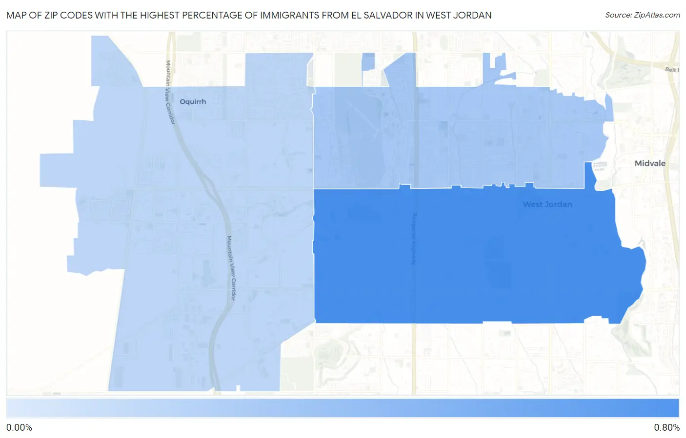 Zip Codes with the Highest Percentage of Immigrants from El Salvador in West Jordan Map