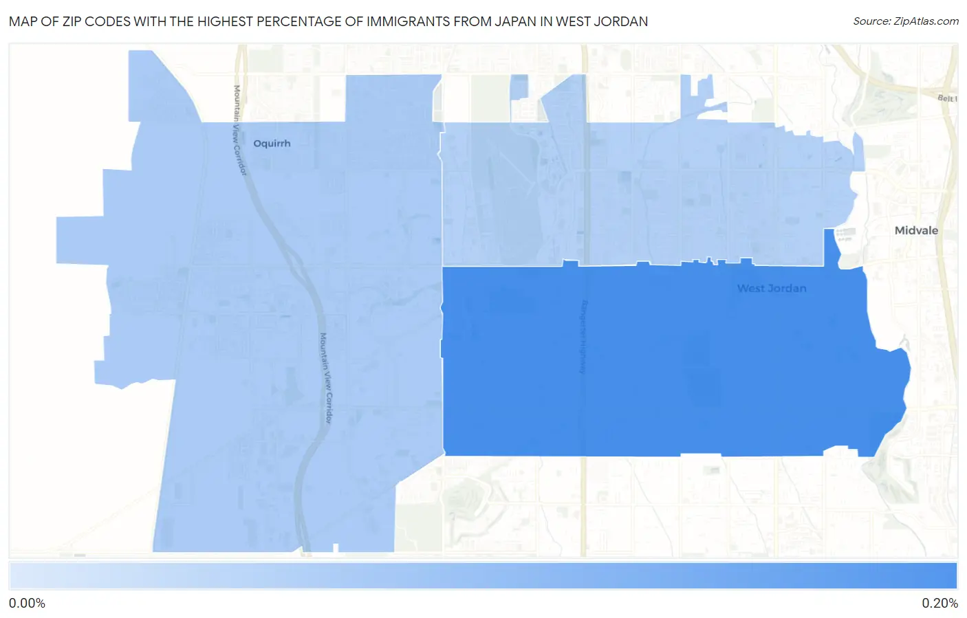 Zip Codes with the Highest Percentage of Immigrants from Japan in West Jordan Map