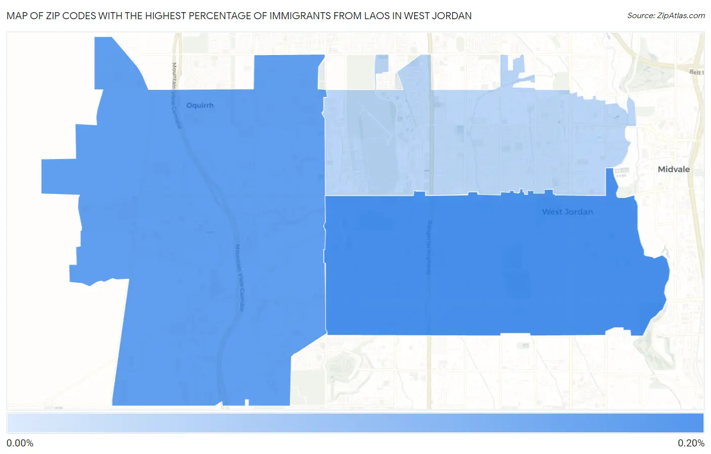 Zip Codes with the Highest Percentage of Immigrants from Laos in West Jordan Map
