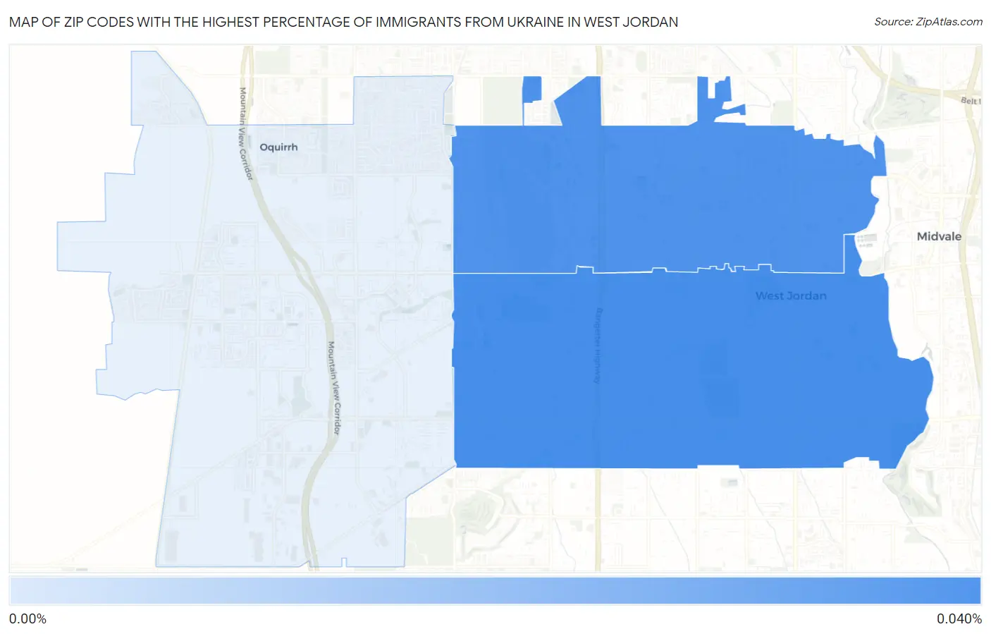 Zip Codes with the Highest Percentage of Immigrants from Ukraine in West Jordan Map