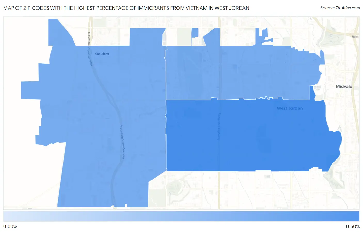Zip Codes with the Highest Percentage of Immigrants from Vietnam in West Jordan Map