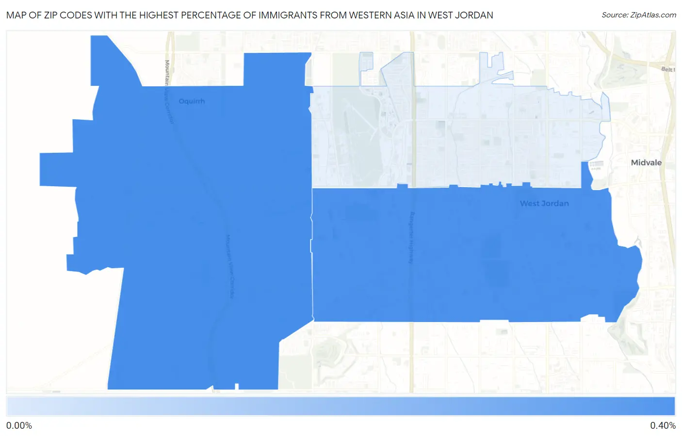 Zip Codes with the Highest Percentage of Immigrants from Western Asia in West Jordan Map