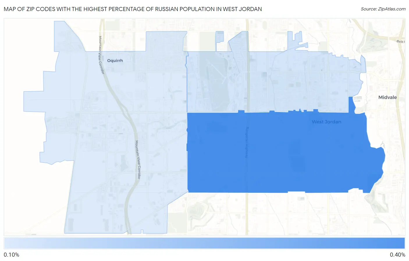 Zip Codes with the Highest Percentage of Russian Population in West Jordan Map