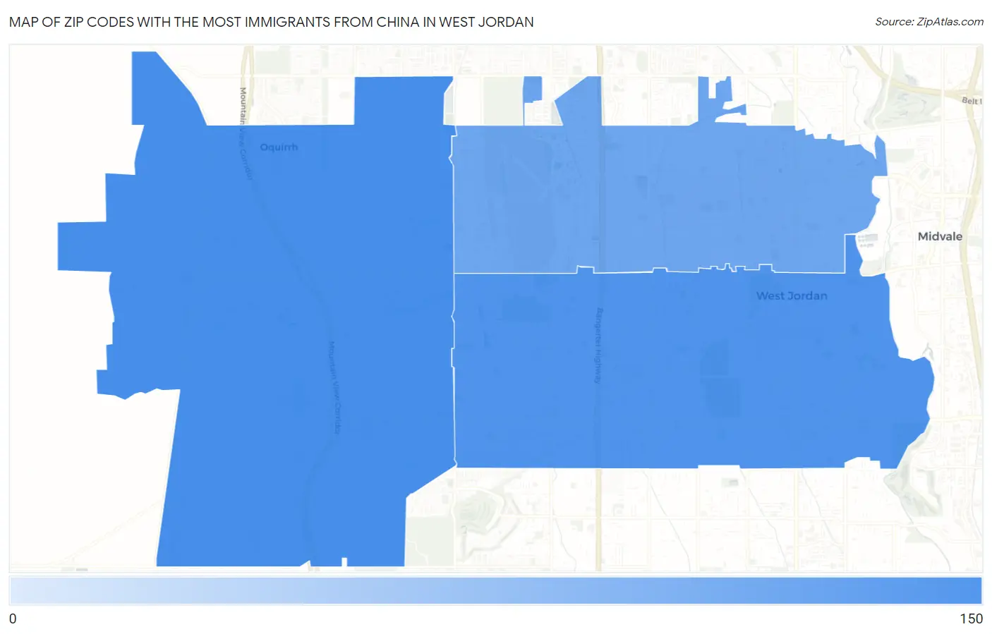 Zip Codes with the Most Immigrants from China in West Jordan Map
