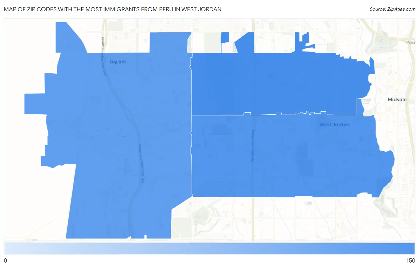 Zip Codes with the Most Immigrants from Peru in West Jordan Map