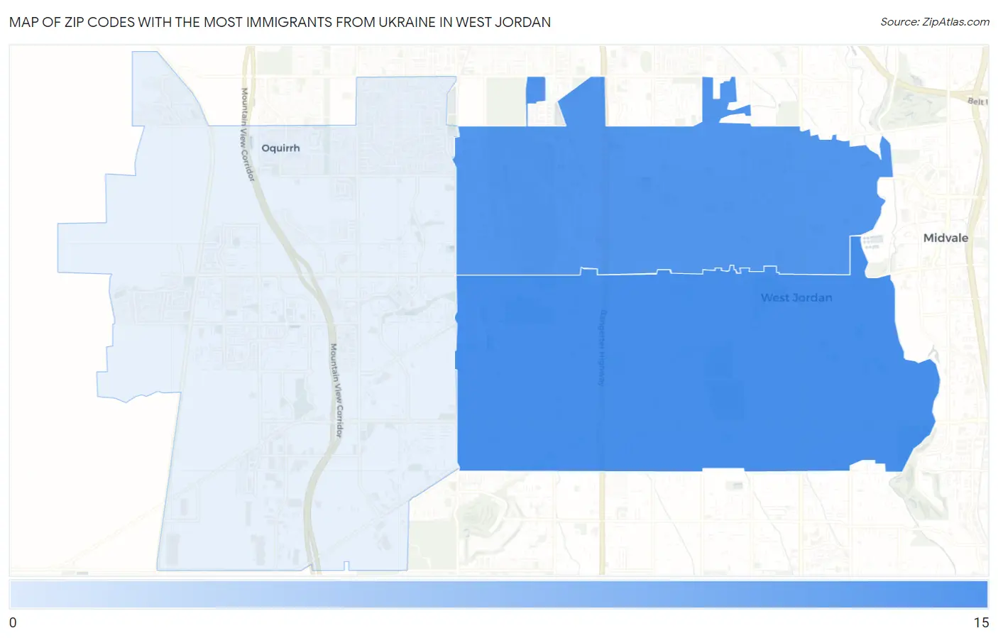 Zip Codes with the Most Immigrants from Ukraine in West Jordan Map