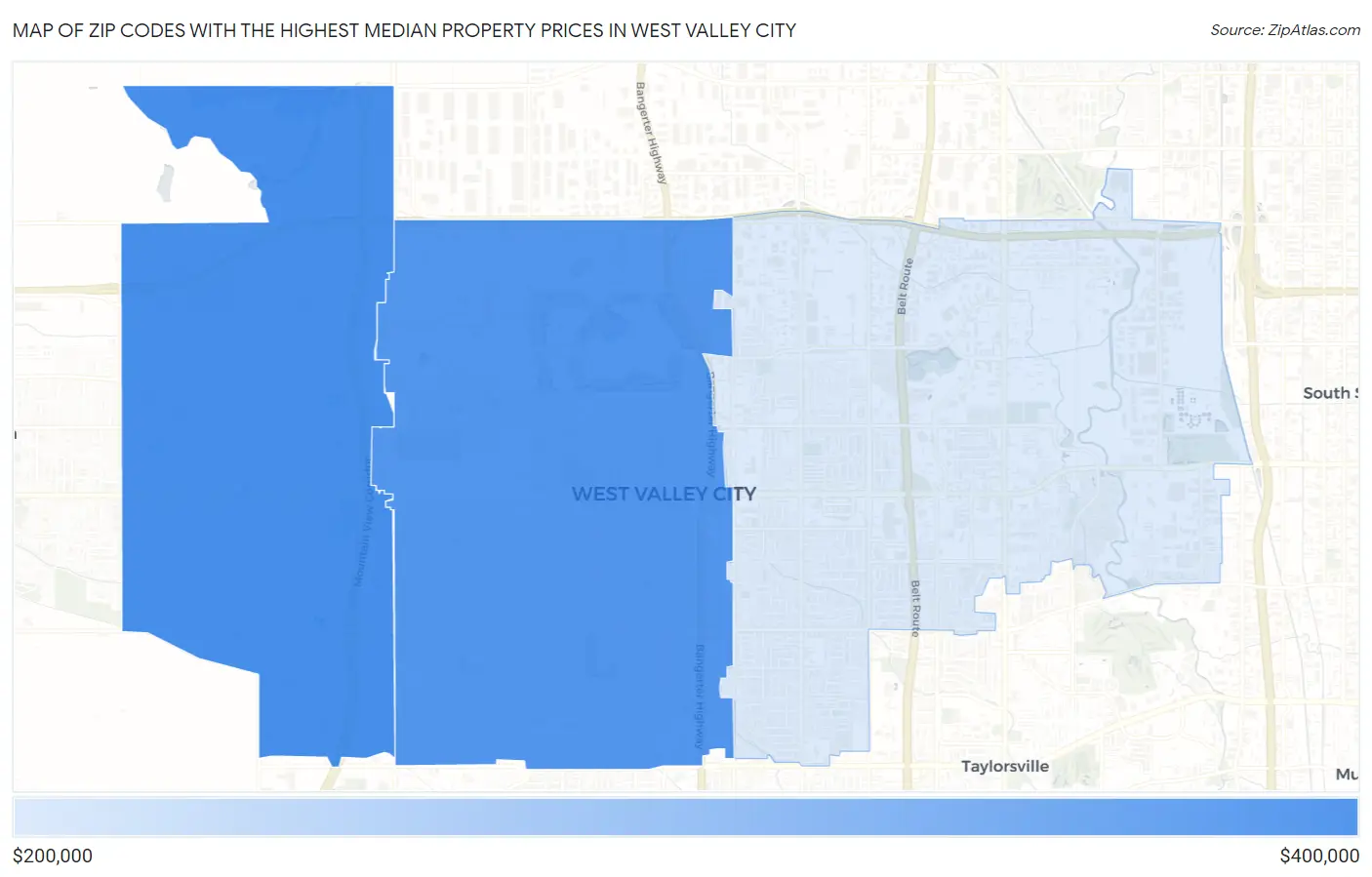 Zip Codes with the Highest Median Property Prices in West Valley City Map