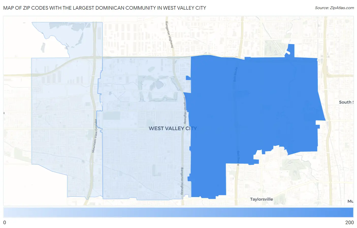 Zip Codes with the Largest Dominican Community in West Valley City Map