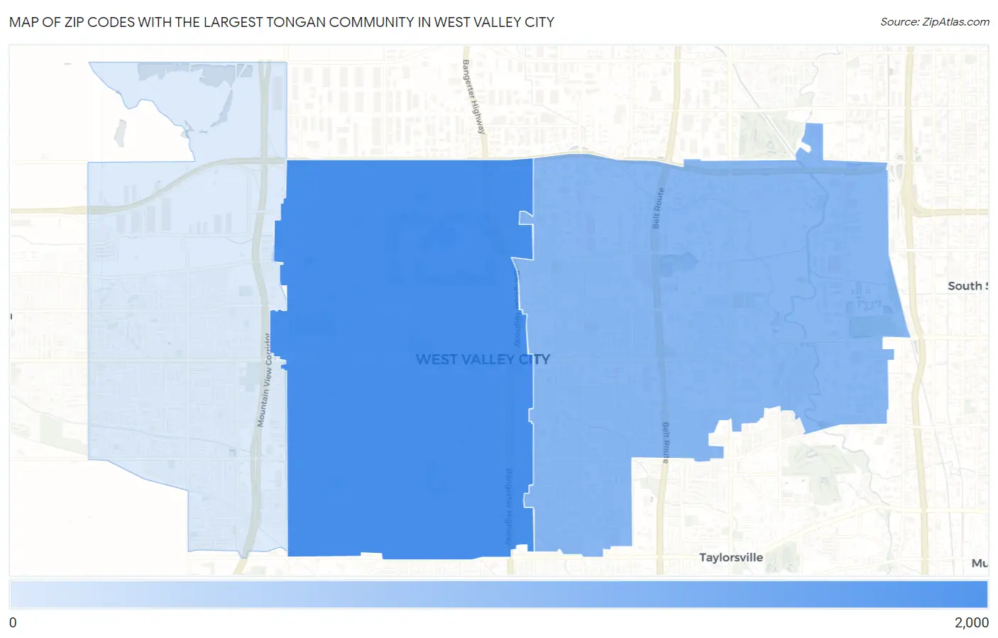 Zip Codes with the Largest Tongan Community in West Valley City Map