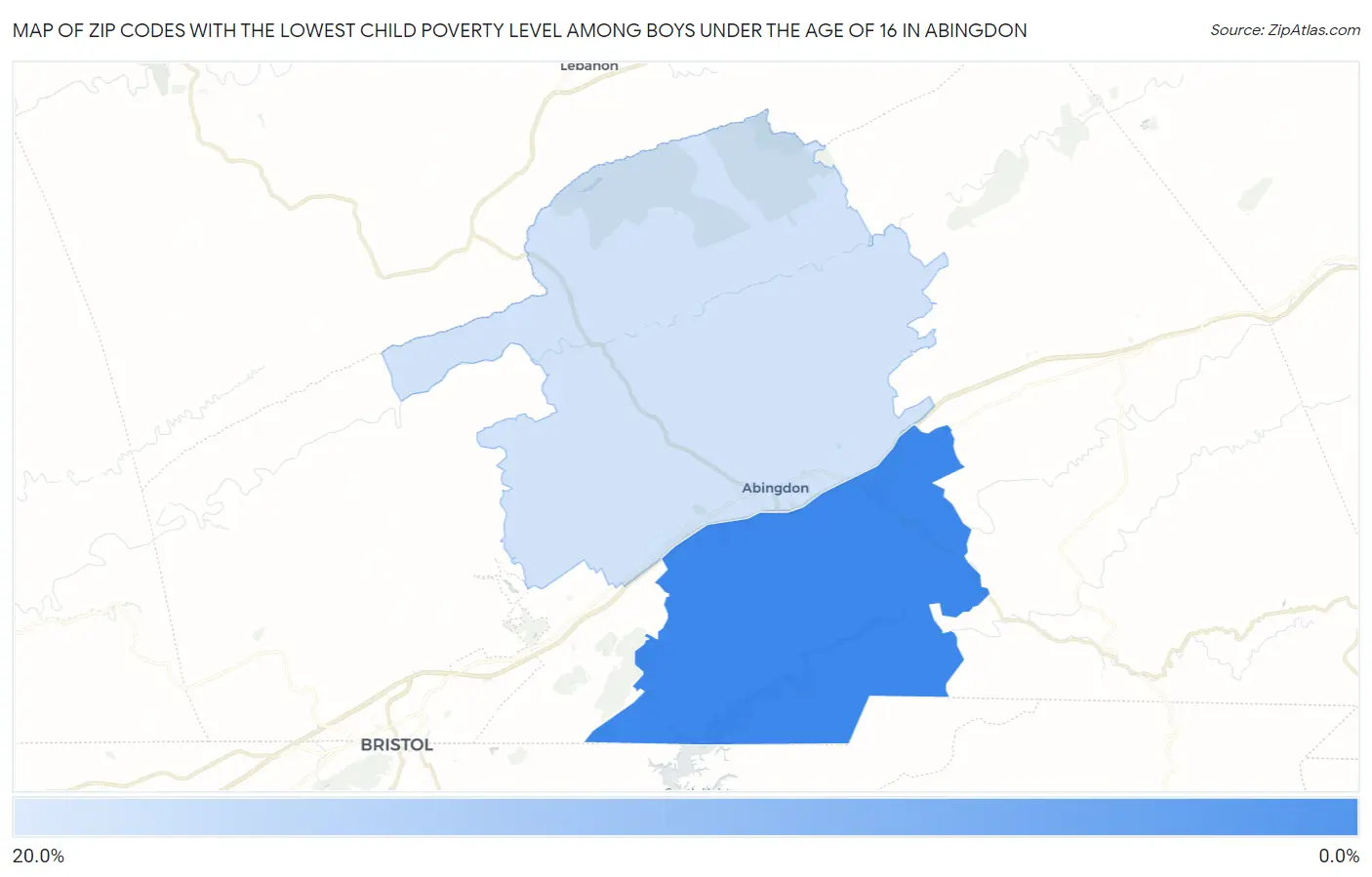 Zip Codes with the Lowest Child Poverty Level Among Boys Under the Age of 16 in Abingdon Map