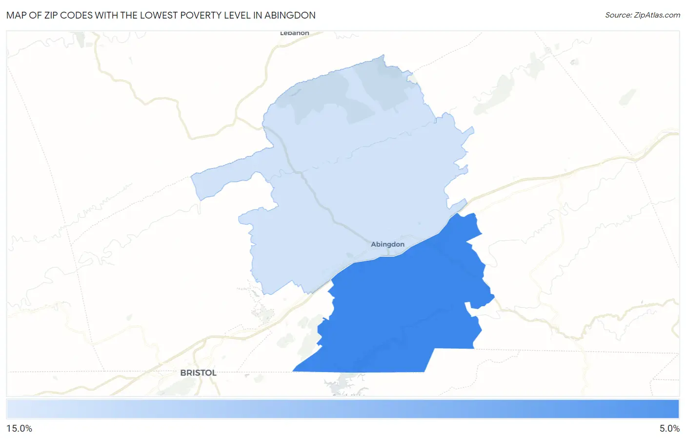 Zip Codes with the Lowest Poverty Level in Abingdon Map
