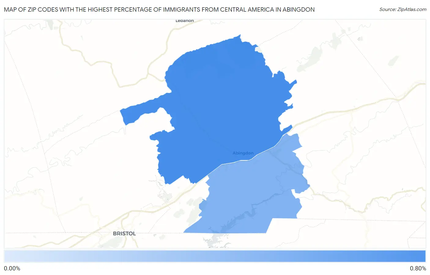 Zip Codes with the Highest Percentage of Immigrants from Central America in Abingdon Map