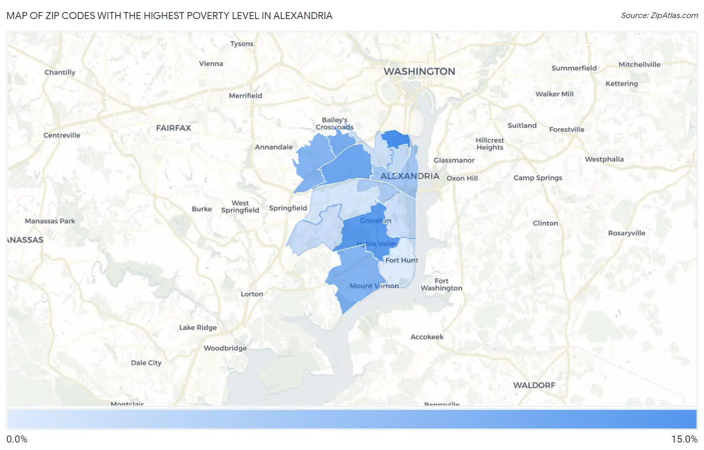 Zip Codes with the Highest Poverty Level in Alexandria Map