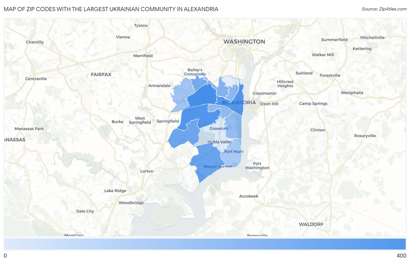 Zip Codes with the Largest Ukrainian Community in Alexandria Map