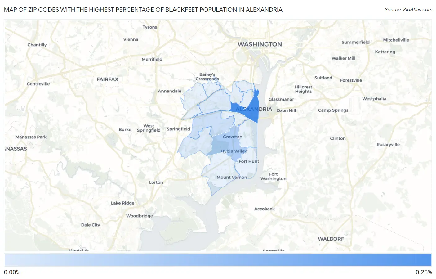 Zip Codes with the Highest Percentage of Blackfeet Population in Alexandria Map