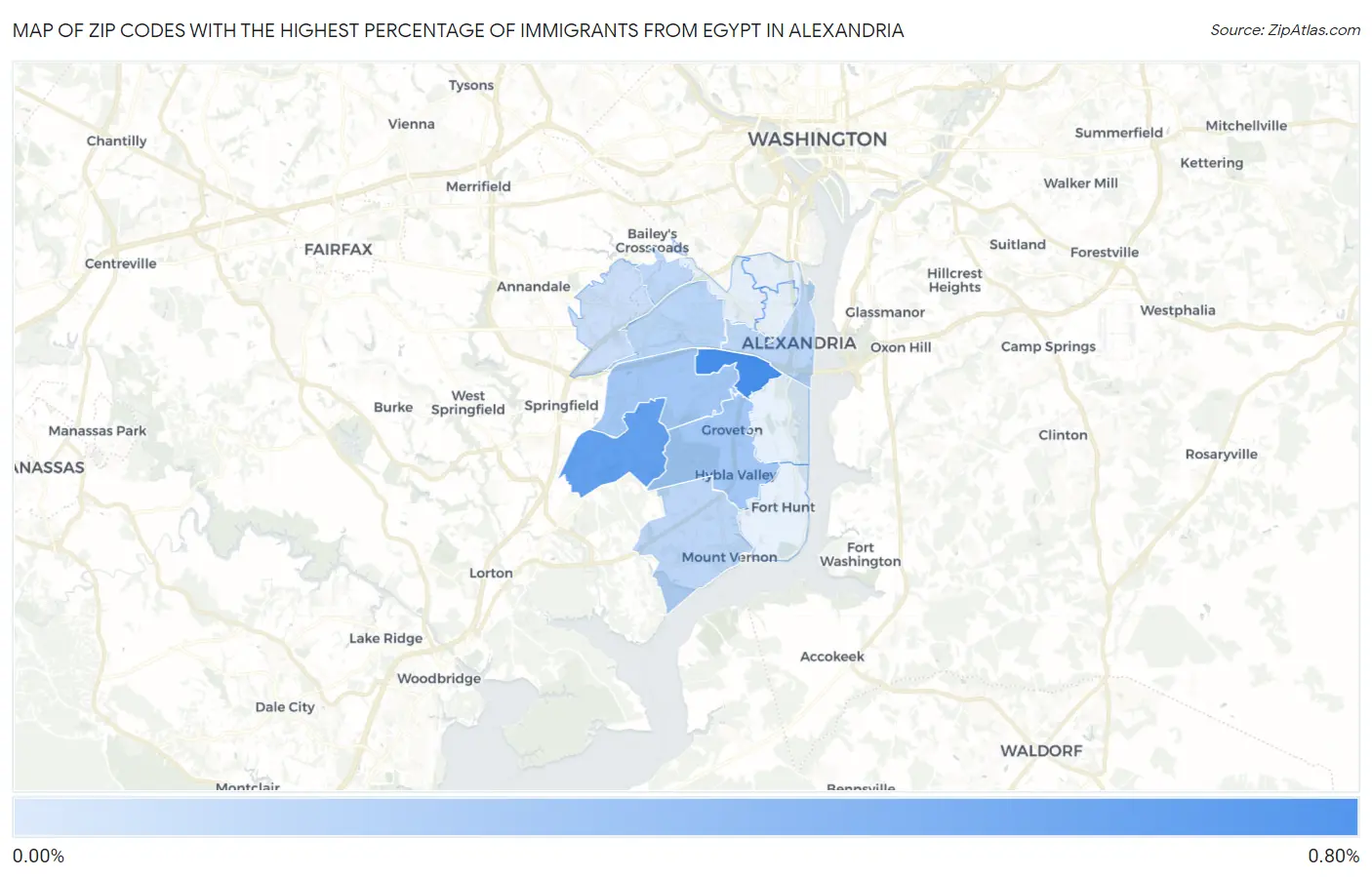 Zip Codes with the Highest Percentage of Immigrants from Egypt in Alexandria Map