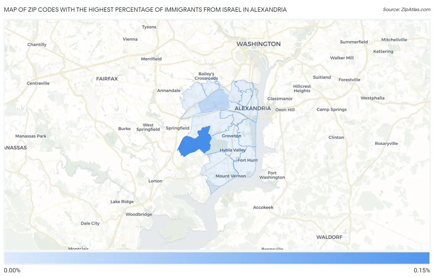 Zip Codes with the Highest Percentage of Immigrants from Israel in Alexandria Map