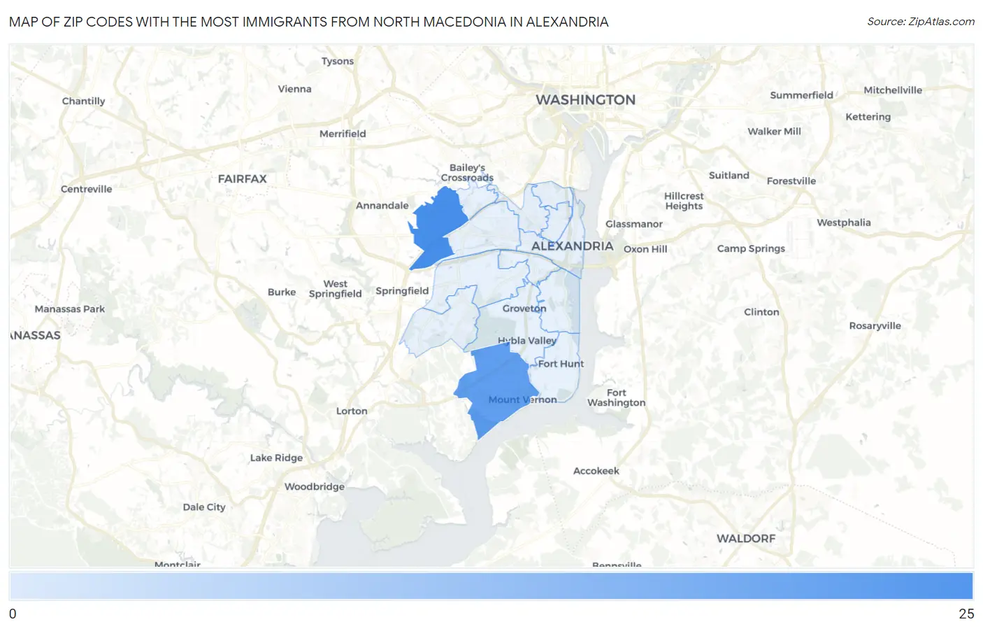 Zip Codes with the Most Immigrants from North Macedonia in Alexandria Map