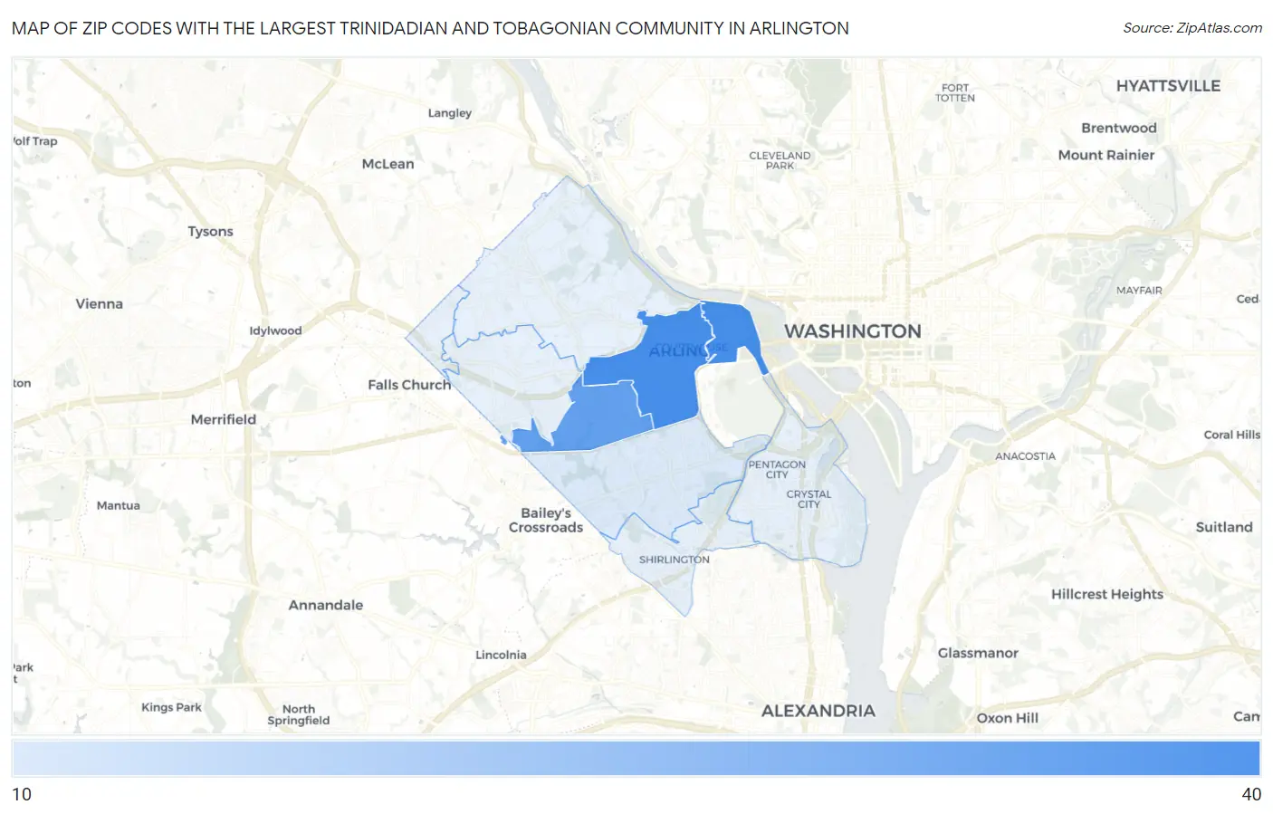Zip Codes with the Largest Trinidadian and Tobagonian Community in Arlington Map