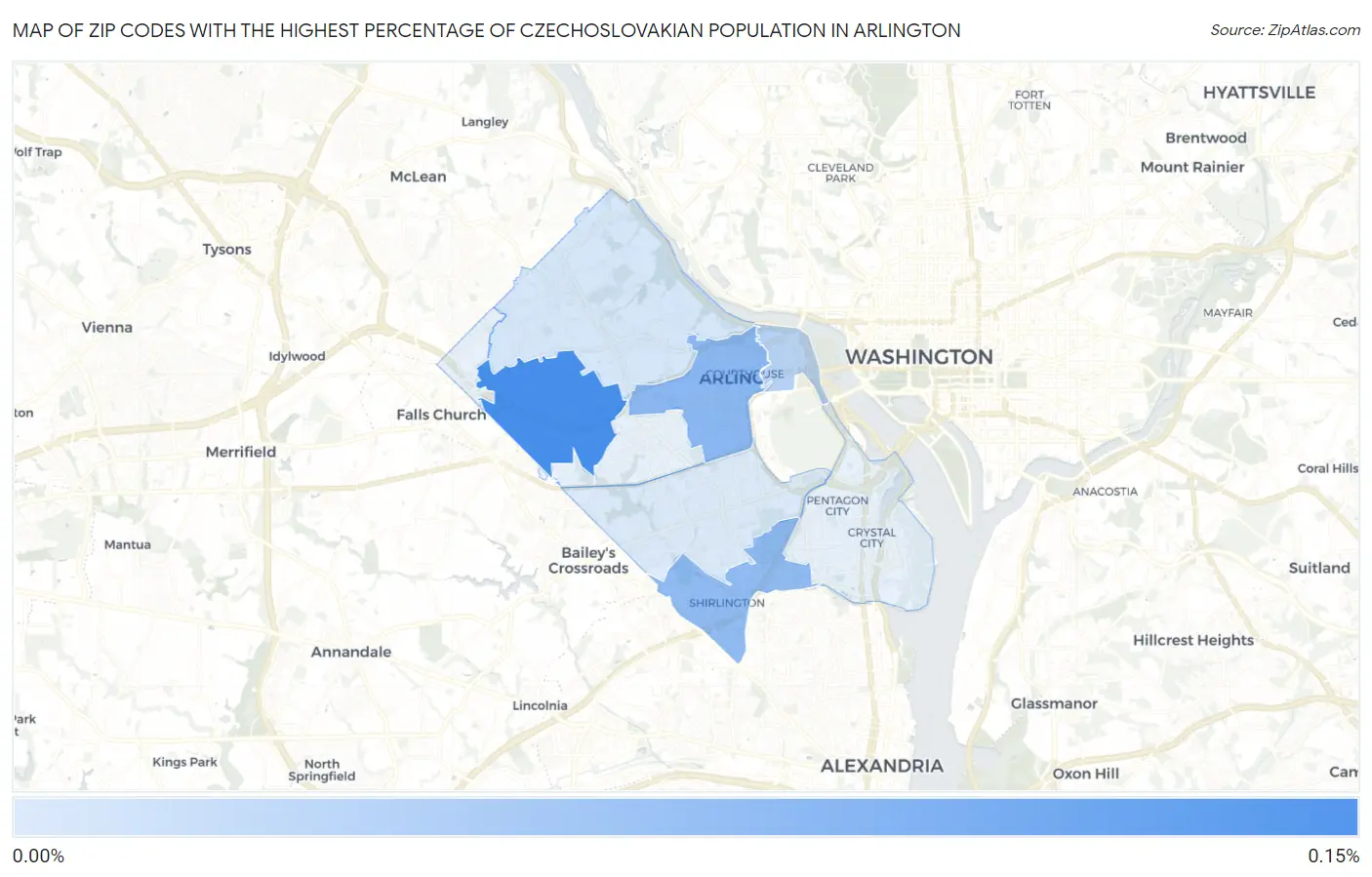 Zip Codes with the Highest Percentage of Czechoslovakian Population in Arlington Map