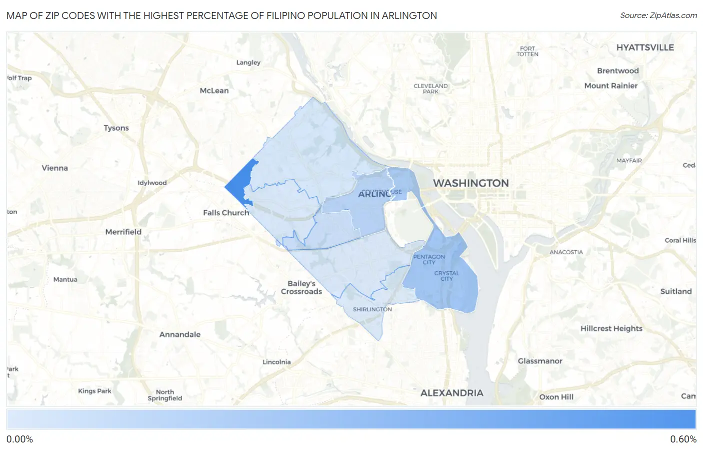 Zip Codes with the Highest Percentage of Filipino Population in Arlington Map