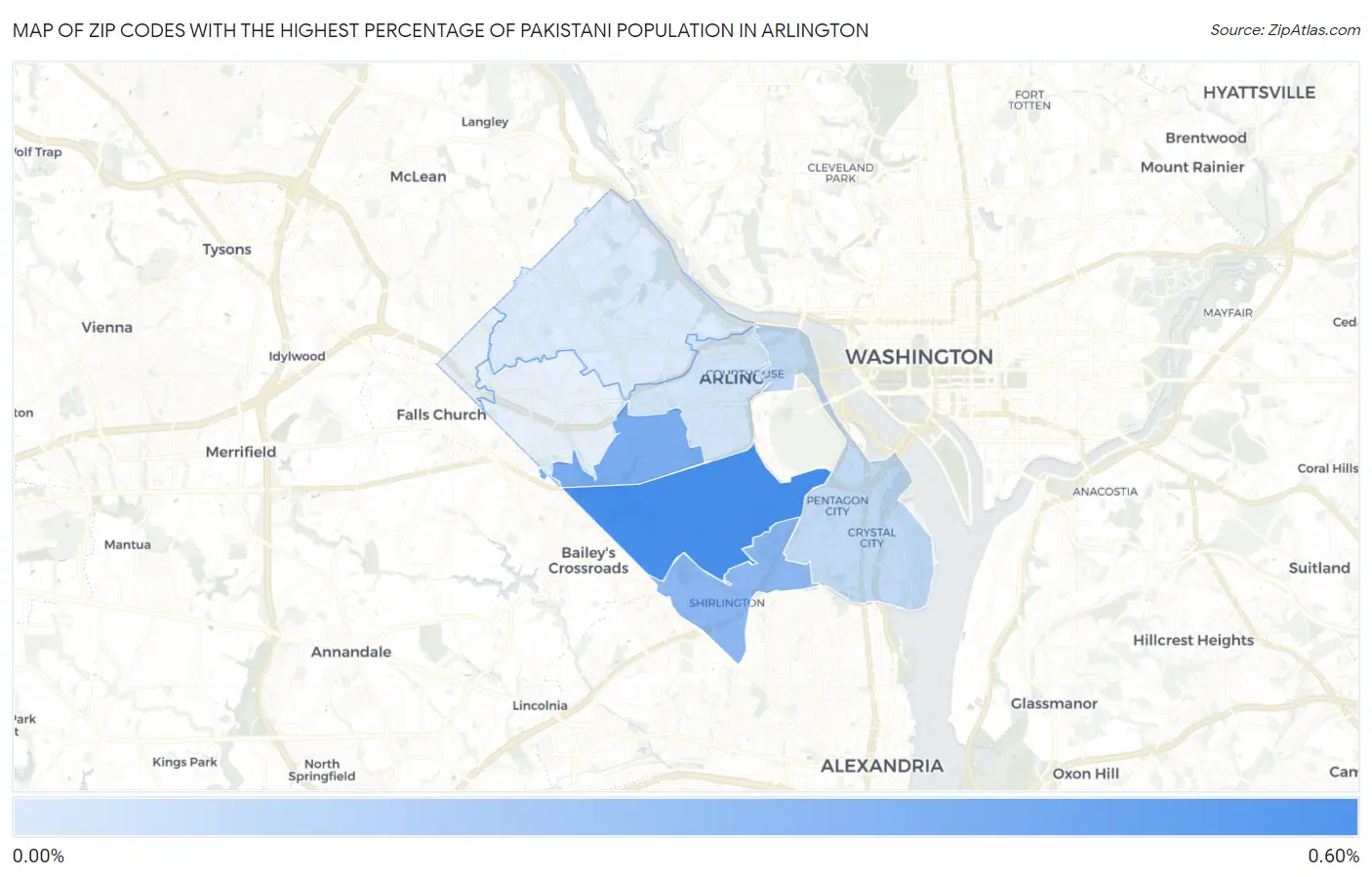 Zip Codes with the Highest Percentage of Pakistani Population in Arlington Map
