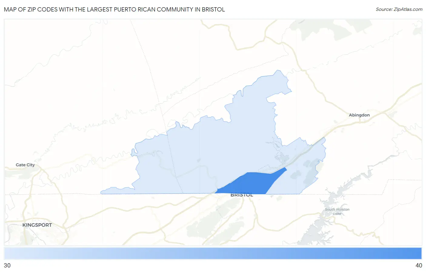 Zip Codes with the Largest Puerto Rican Community in Bristol Map