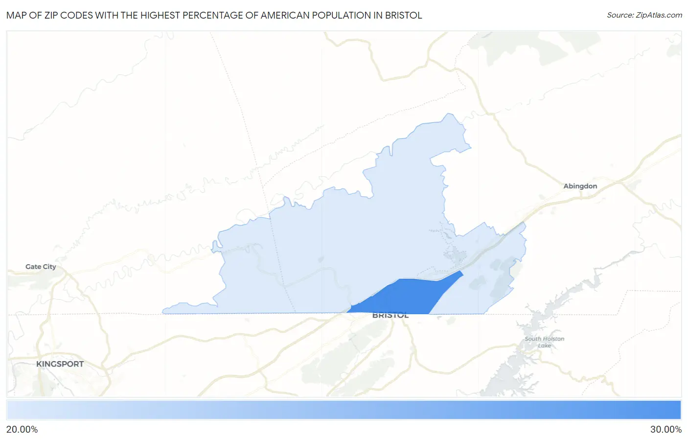 Zip Codes with the Highest Percentage of American Population in Bristol Map