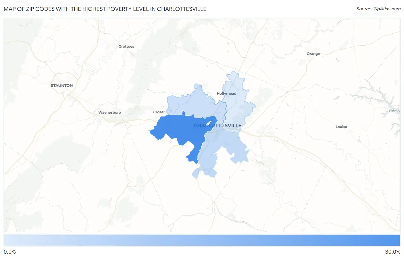 Zip Codes with the Highest Poverty Level in Charlottesville Map