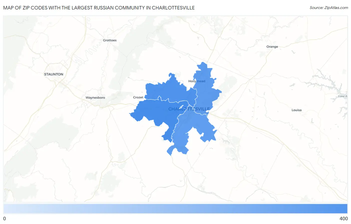 Zip Codes with the Largest Russian Community in Charlottesville Map
