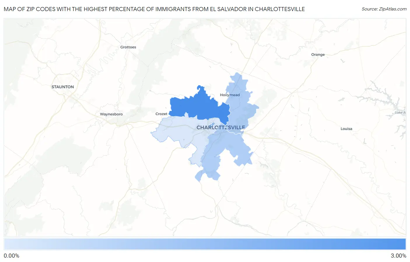 Zip Codes with the Highest Percentage of Immigrants from El Salvador in Charlottesville Map
