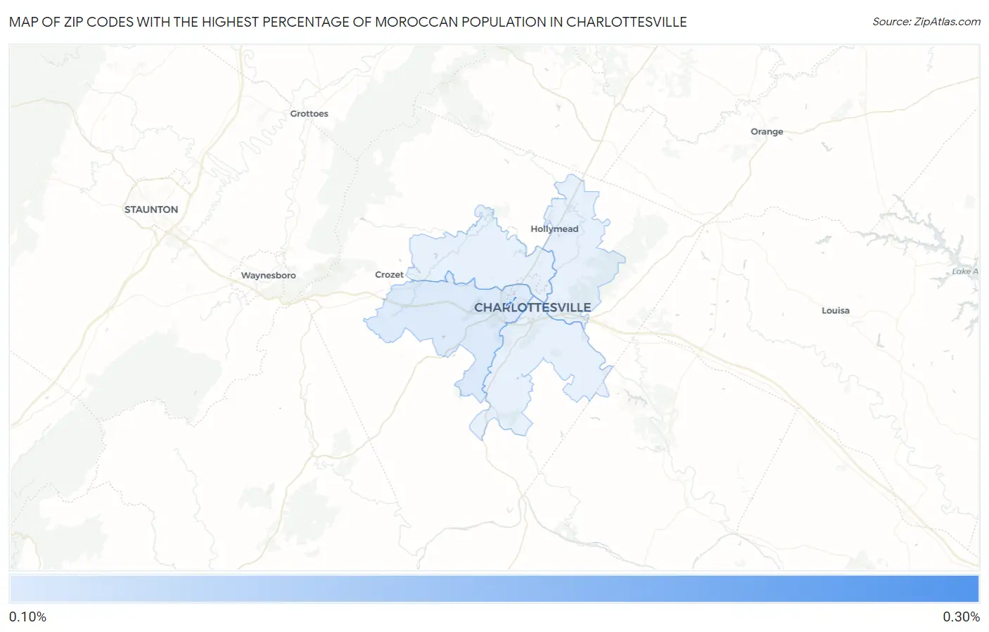 Zip Codes with the Highest Percentage of Moroccan Population in Charlottesville Map