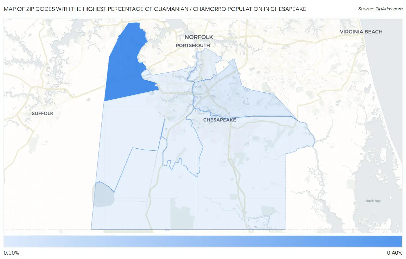 Zip Codes with the Highest Percentage of Guamanian / Chamorro Population in Chesapeake Map