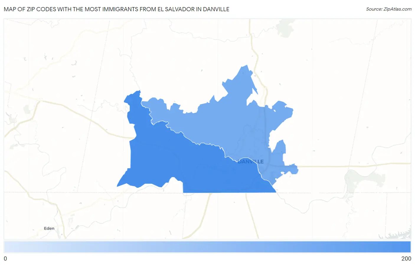 Zip Codes with the Most Immigrants from El Salvador in Danville Map