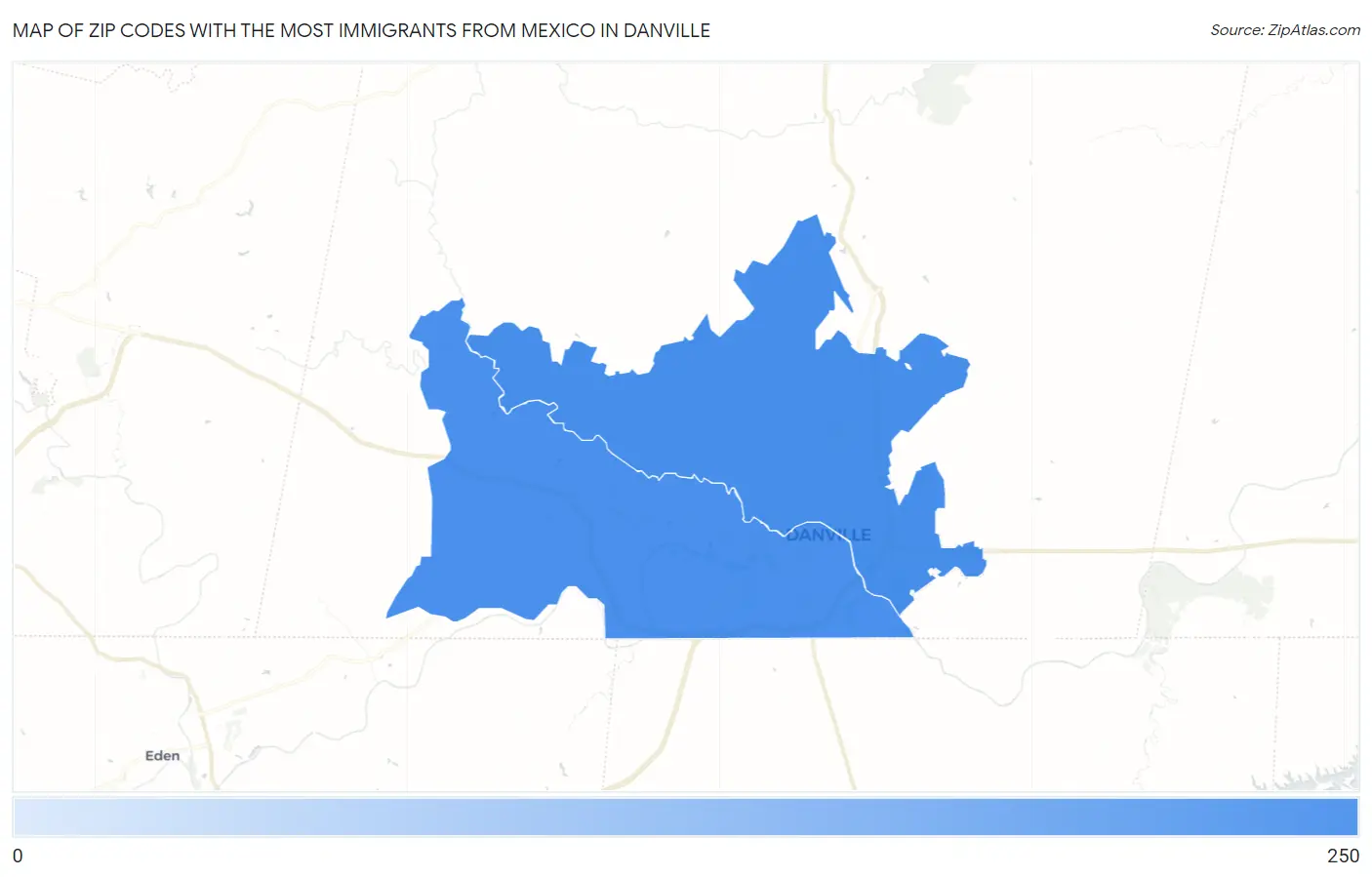 Zip Codes with the Most Immigrants from Mexico in Danville Map